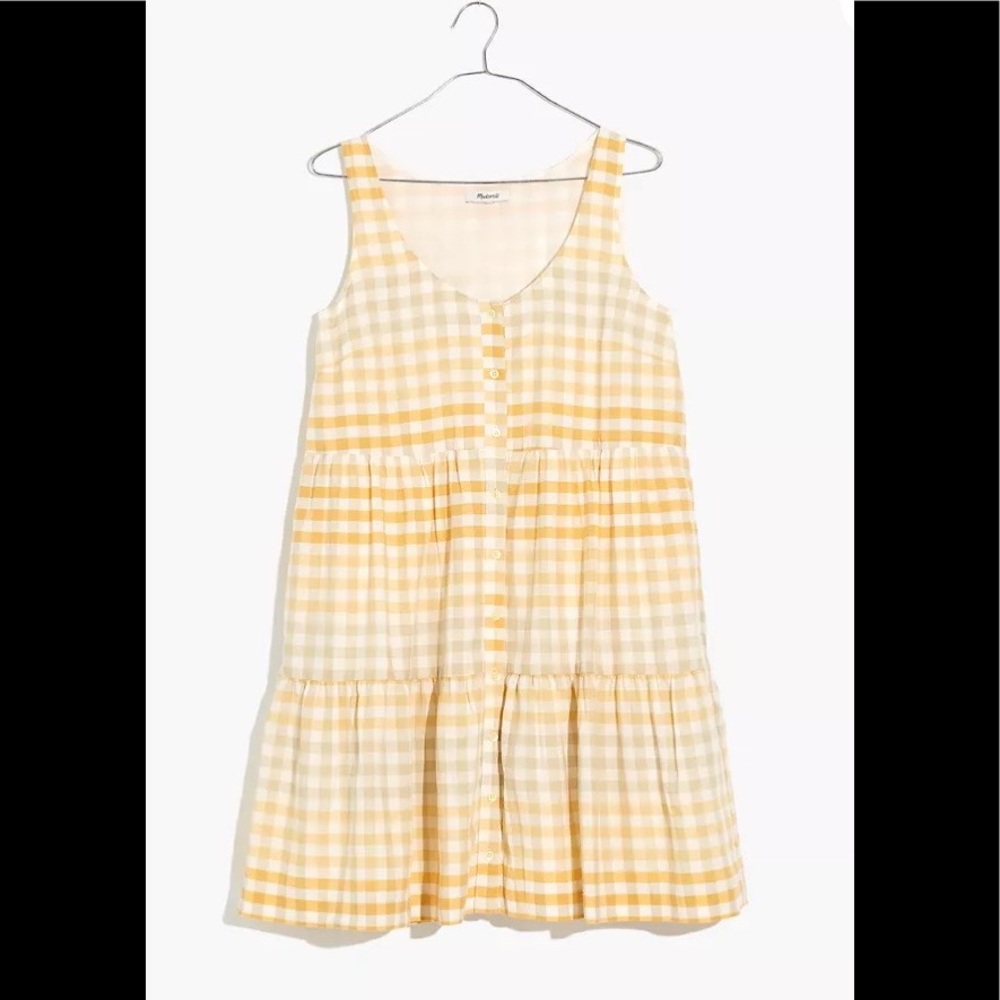Madewell Button-Front Tiered Mini Dress, size Medium